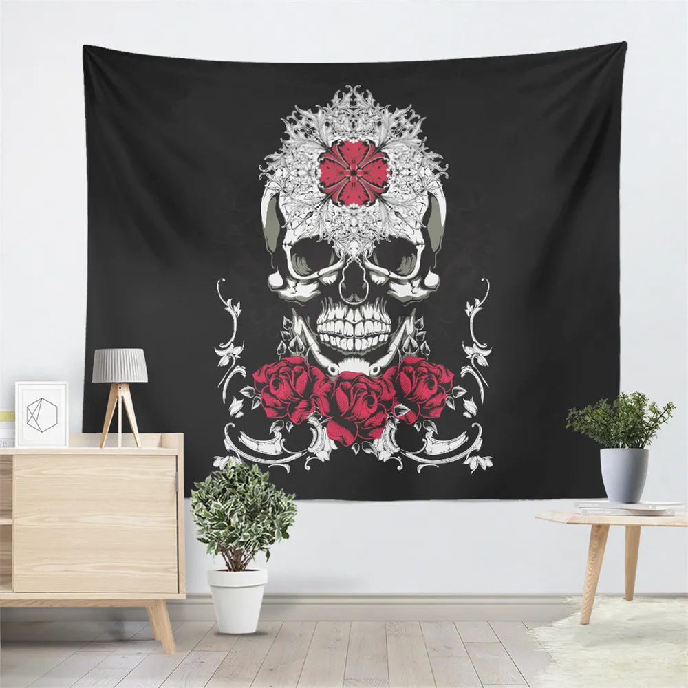 Golden Skull Tapestry Sword Double headed Eagle Flowers