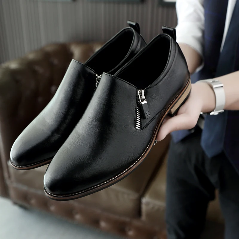 

mens patent leather shoes men business dress shoes outdoor lace up Pointed toe wedding Business wedding party zips shoes l5