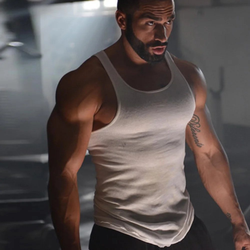 

OA Men's New Bottoming Tank Top High-elastic Gyms Sleeveless Stringer Bodybuilding Running Breathable Man Workout Male
