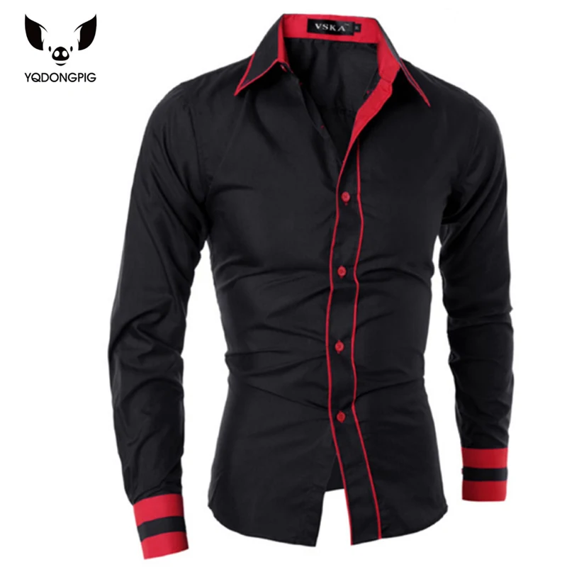 Men Shirt 2016 Fashion Brand Men'S Cuff Striped Long-Sleeved Shirt Male Camisa Masculina Casual Slim Dress Shirts XXL CNSKD