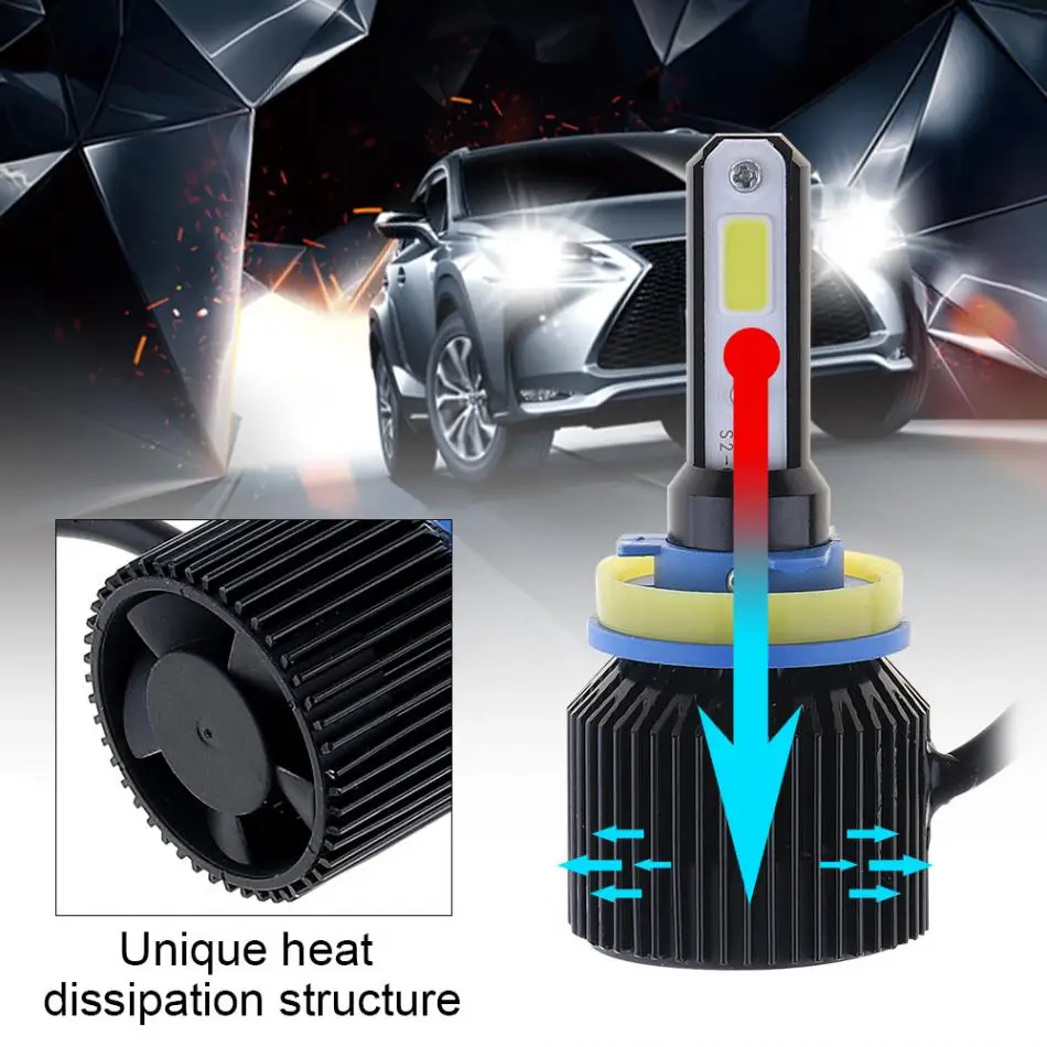 72W фары для H8 H11 8000LM 6000K все-в-одном светодиодный фары комплект Hi или короче спереди и длиннее сзади) луча лампы Автомобильный светодиодный фары автомобиля аксессуары для авто