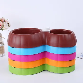 

Large Multi-function round Pet Bowl with drinking spout double bowl design Dog Cat Food Bowl Random Color