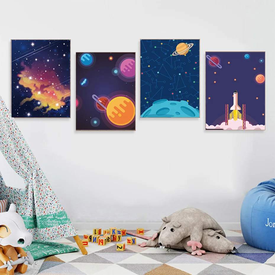 

Nordic Style Wall Art Canvas Painting Printed Home Decoration Universe Planet Space Landscape Modular Pictures Poster Bedroom