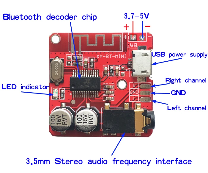 DC 3 7 5 в беспроводной Bluetooth 4 1 стерео аудио приемник MP3 декодер плата без потерь