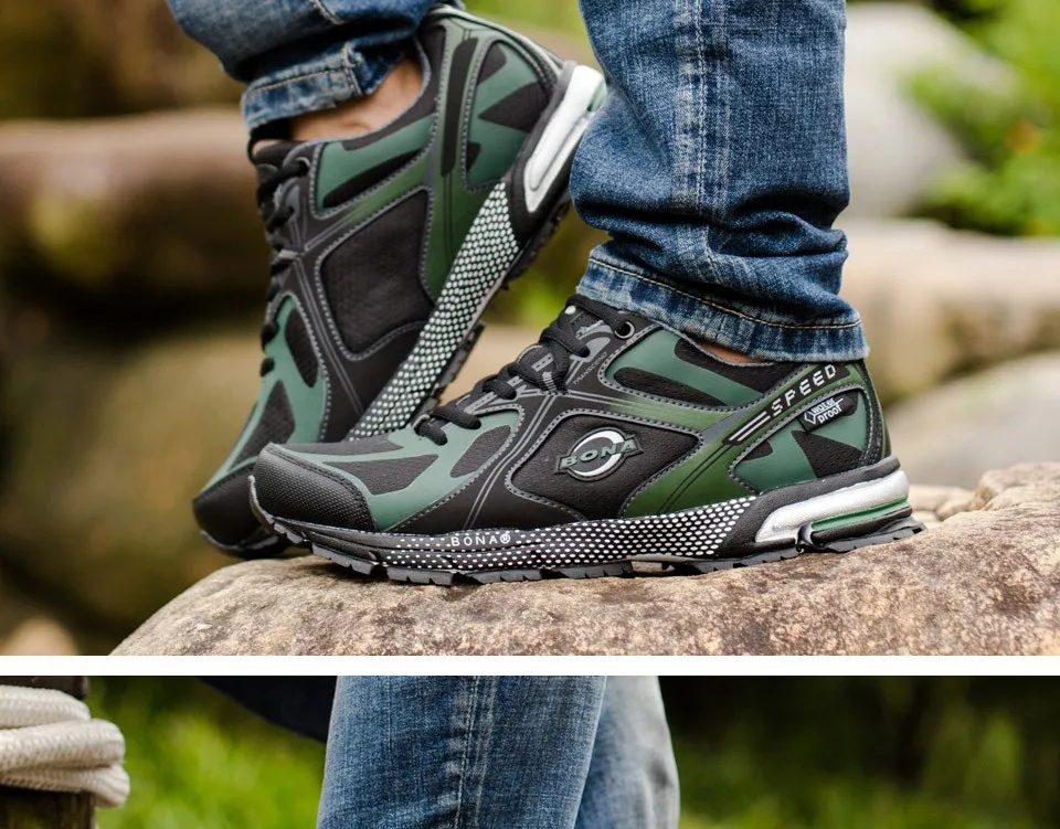 BONA Новый непромокаемый стиль для мужчин кроссовки Прогулки на открытом воздухе спортивная обувь кружево до удобная спортивная обувь свет