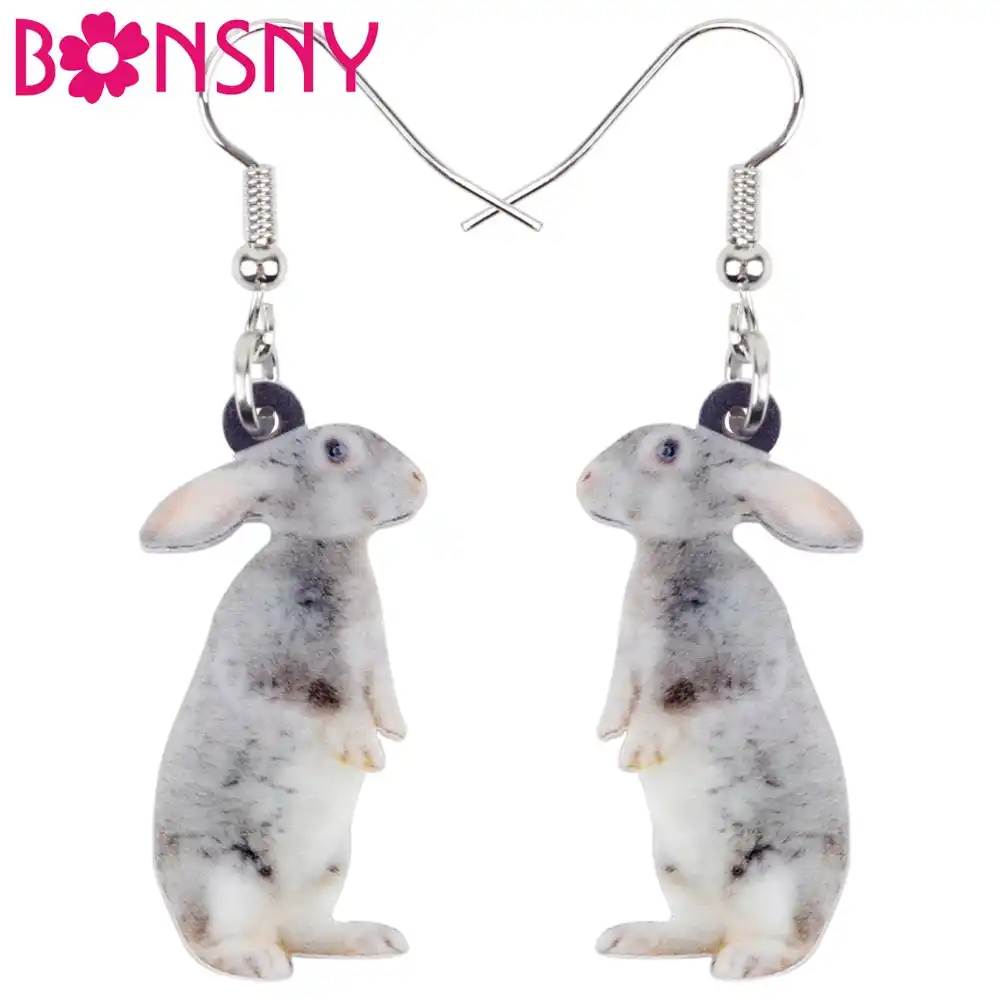 Bonsny Acrílico Páscoa Coelho Lebre Coelho Brincos Big Longo Dangle Gota Novidade Jóias Para Mulheres Meninas Adolescente Animais Encantos Brincos