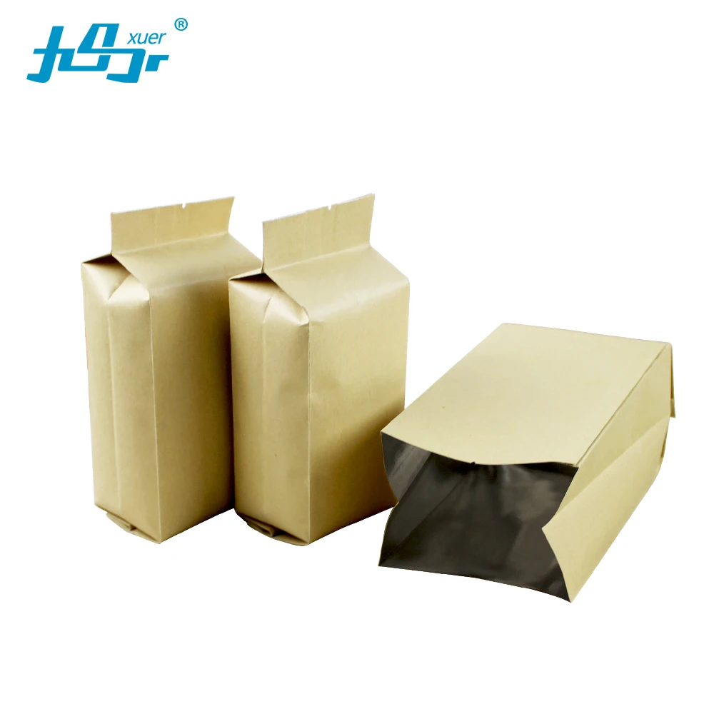 

Factory stock size 50pcs Brown food grade Kraft paper side unfold heat seal bag inside foil Food zipper Storage coffee tea bags