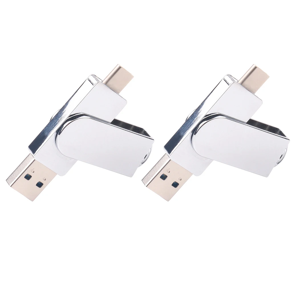2x USB3.0 Flash Drive,Dual Pen Drive USB Type-C U Disk Swivel Design  16GB