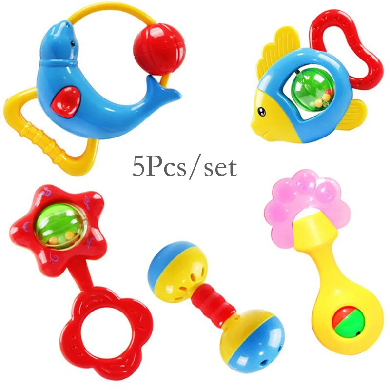 5Pcs / set newborn baby rattle educational toys baby rattles set the