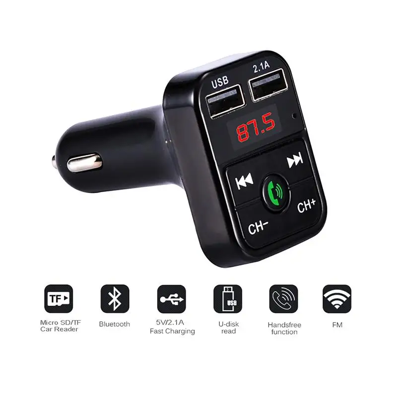 

Onever Car Bluetooth FM Transmitter Wireless Hands Free Kit MP3 Music Player Support TF Card 5V 2.1A USB Charger FM Modulator