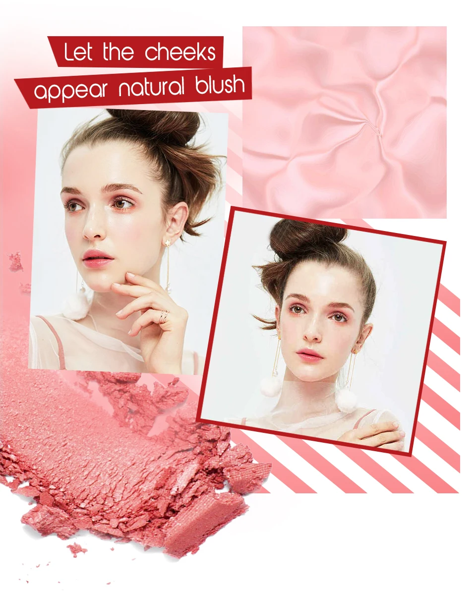 O.TWO.O Face Blusher Powder Rouge Makeup Cheek Blusher Powder Minerals Palettes Blusher Brush Palette Cream Natural Blush