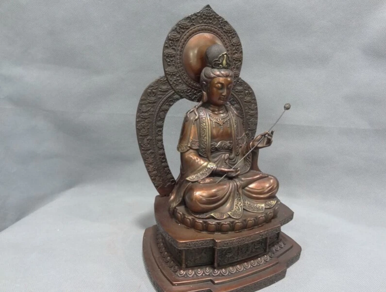 Песня voge Gem S3165 12 &quotКитайская чистая бронза Joss Supreme Deity Lotus Guan Yin Kwan статуя