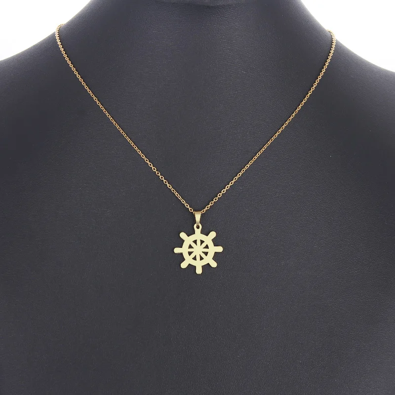 CACANA Stainless Steel Necklace For Women Man Lover's Ruder Gold And Silver Color Pendant Necklace Engagement Jewelry