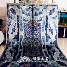 6,56 'x9. 84' шелковый ковер ручной работы Турция синий медальон ручной работы ковер