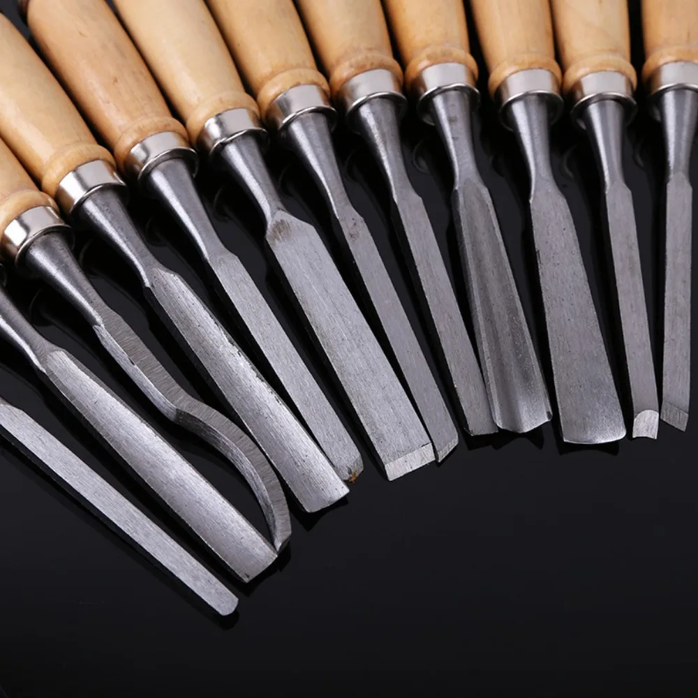 12 шт. Набор ножей для резьбы по дереву DIY инструменты ручные долота Набор ножей деревянный профессиональный