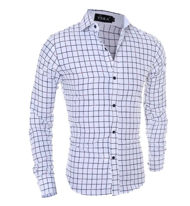 DropshippingCamisa Masculina Мужская Модная приталенная Повседневная рубашка с длинным рукавом, мужская рубашка с принтом, Азиатский размер