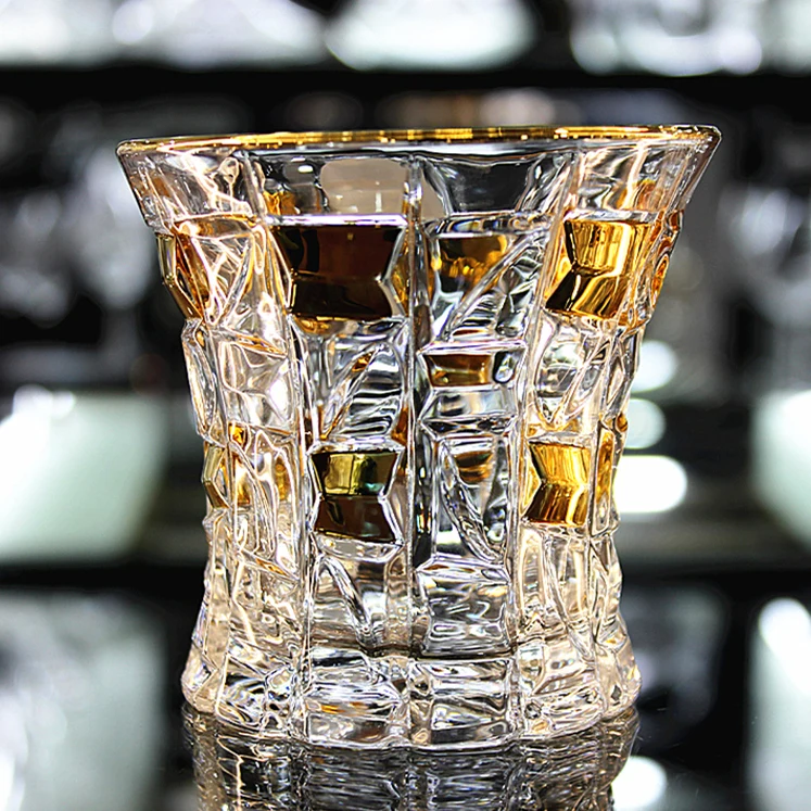 Чешский богемный стиль золото импортированное ремесло бессвинцовое Хрустальное стекло бокал для вина бренди виски бокал Рождественский подарок свадебный подарок