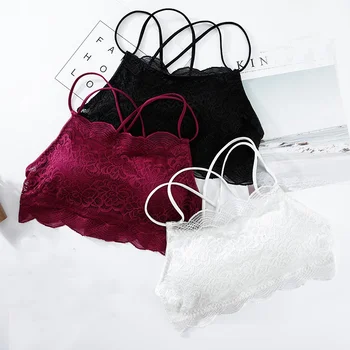 

Women Active Bra Sexy Lace Bralette Lingerie 3 colors Fashion Bras Cotton Tube Top Female Underwear Comfortable Padded Wrapped