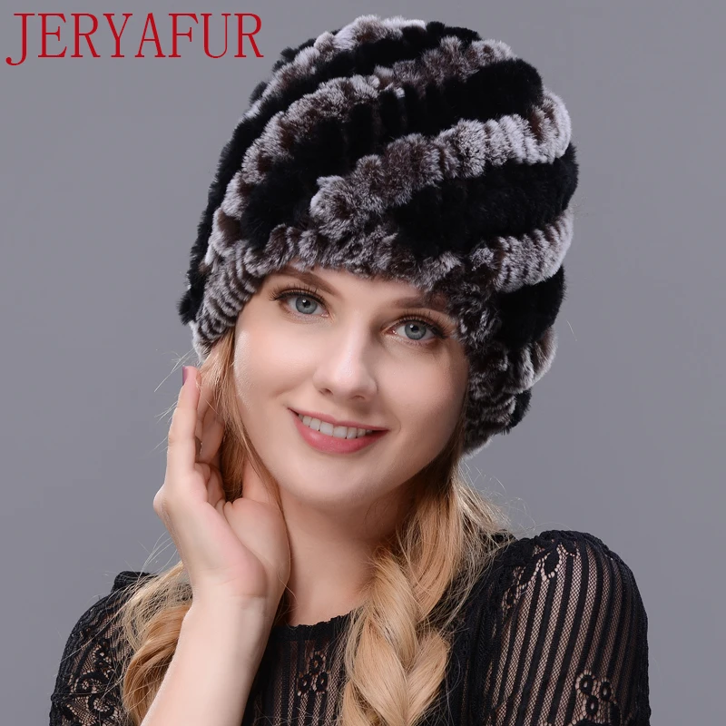 Jeryafur человек женщина натуральный мех шляпа Рог кроличий ручной работы меху шапка
