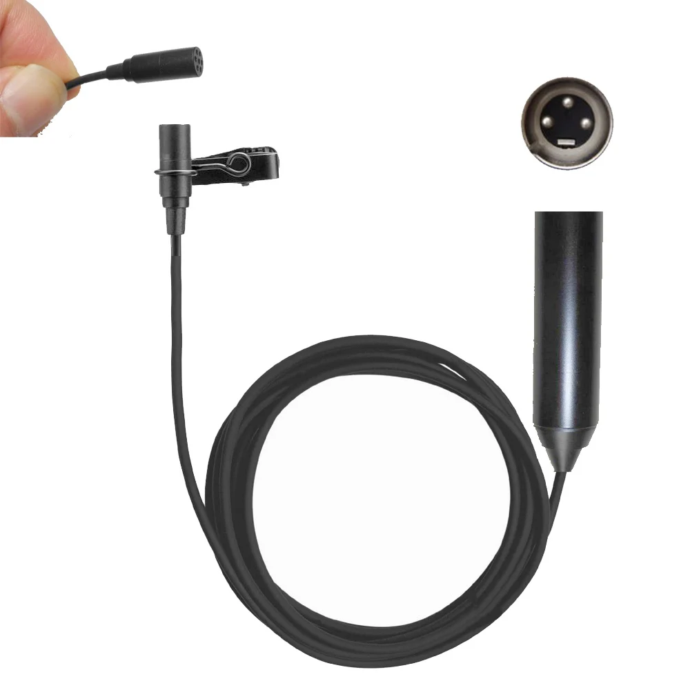 Pro 48V Phantom Power XLR 3Pin Tie Clip Lapel Lavalier Microphone For
