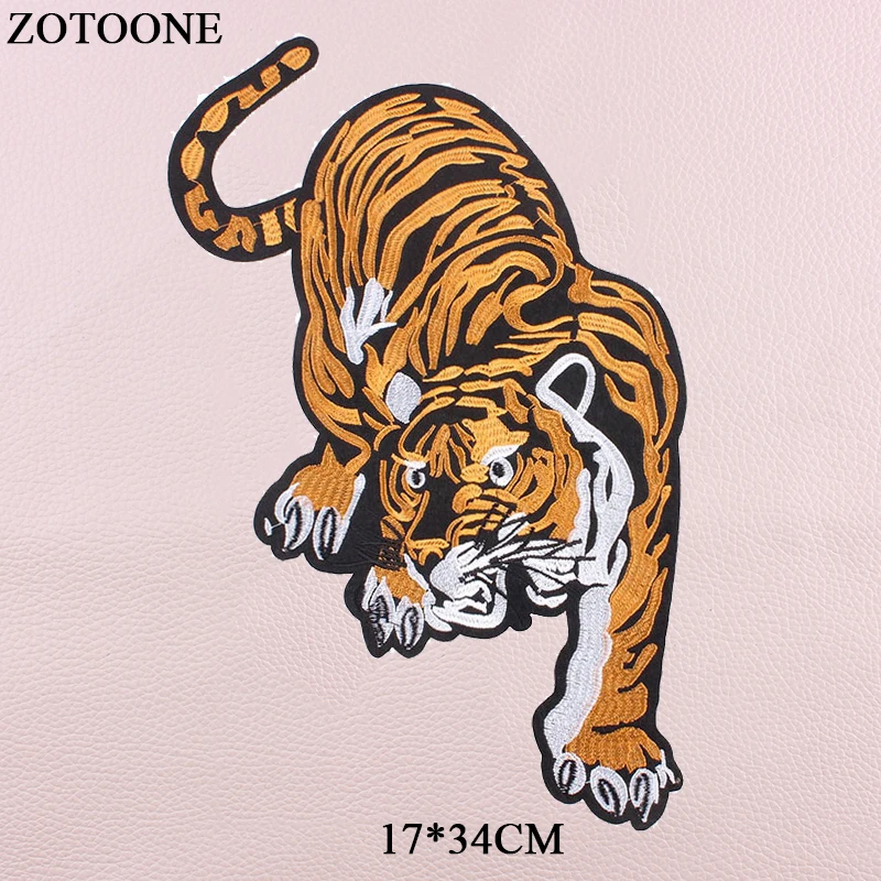 

ZOTOONE Iron Tiger Patches For Clothing Fashion Big Animal Back Patch DIY Accessory Decoration Applique Embroidery For Clothes