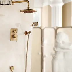 Настенный душевой набор для ванны античный бронзовый масляный щебень Бронзовый готовый в стену душ горячий и холодный ELS10
