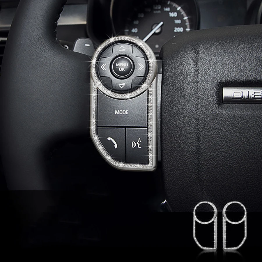 

Silver Gold Steering Wheel Button Trim For Land Rover Discovery 5 2017 Accessories Car Styling