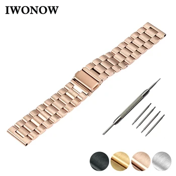 

Stainless Steel Watch Band 22mm for Moto 360 2 46mm 2015 Folding Clasp Strap Wrist Belt Bracelet Black Silver +Tool + Spring Bar