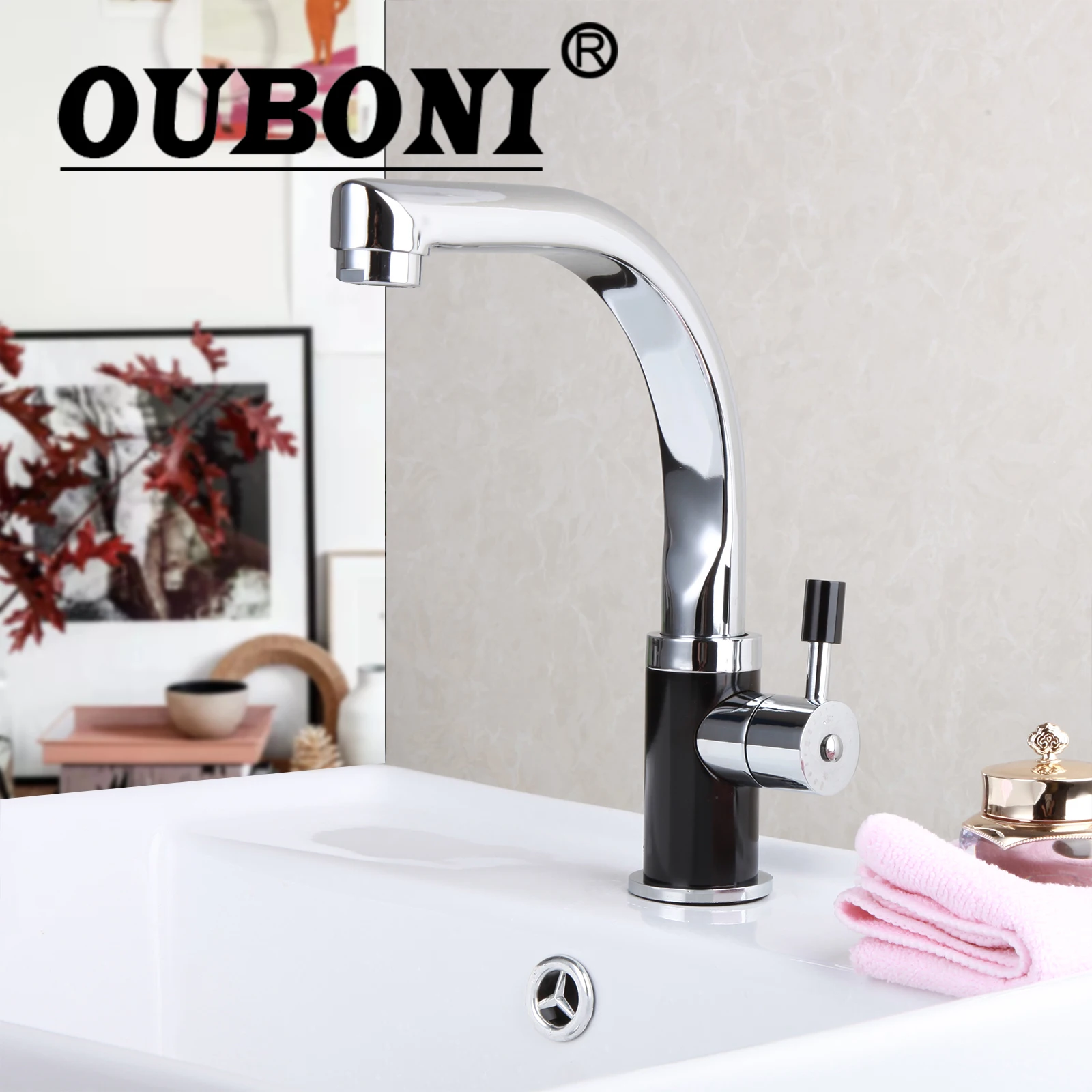 

DE OUBONI Rotated Kitchen Faucet Chrome Polish Swivel 360 Degree Spout Kitchen Bathroom Sink Faucet Water Mixer Tap