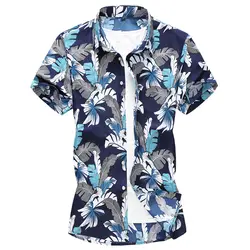 M-7XL мужские рубашки с коротким рукавом высокого качества рубашки для мужчин лето 2019 плюс размер с коротким рукавом мужские рубашки в цветах