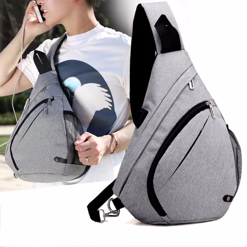 Мужская USB нагрудная сумка модное с лямками сумка через плечо зарядка через usb Спортивная походная сумка через плечо спортивные сумки для