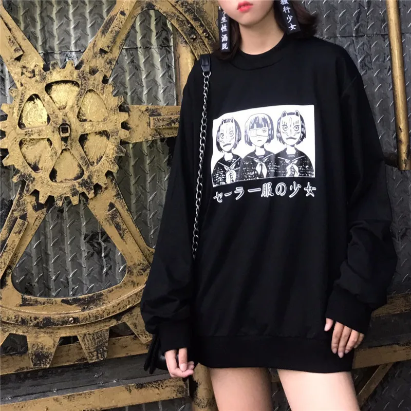  Poleron Mujer 2020 Fashion Womens Sweatshirt Hoodie Korean Ulzzang Harajuku Cartoon Printed Sweatsh