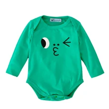 baby boys rompers jumpsuit long sleeve cute facial expression newborn romper 2017 autumn green funny boy body suit baby clothes