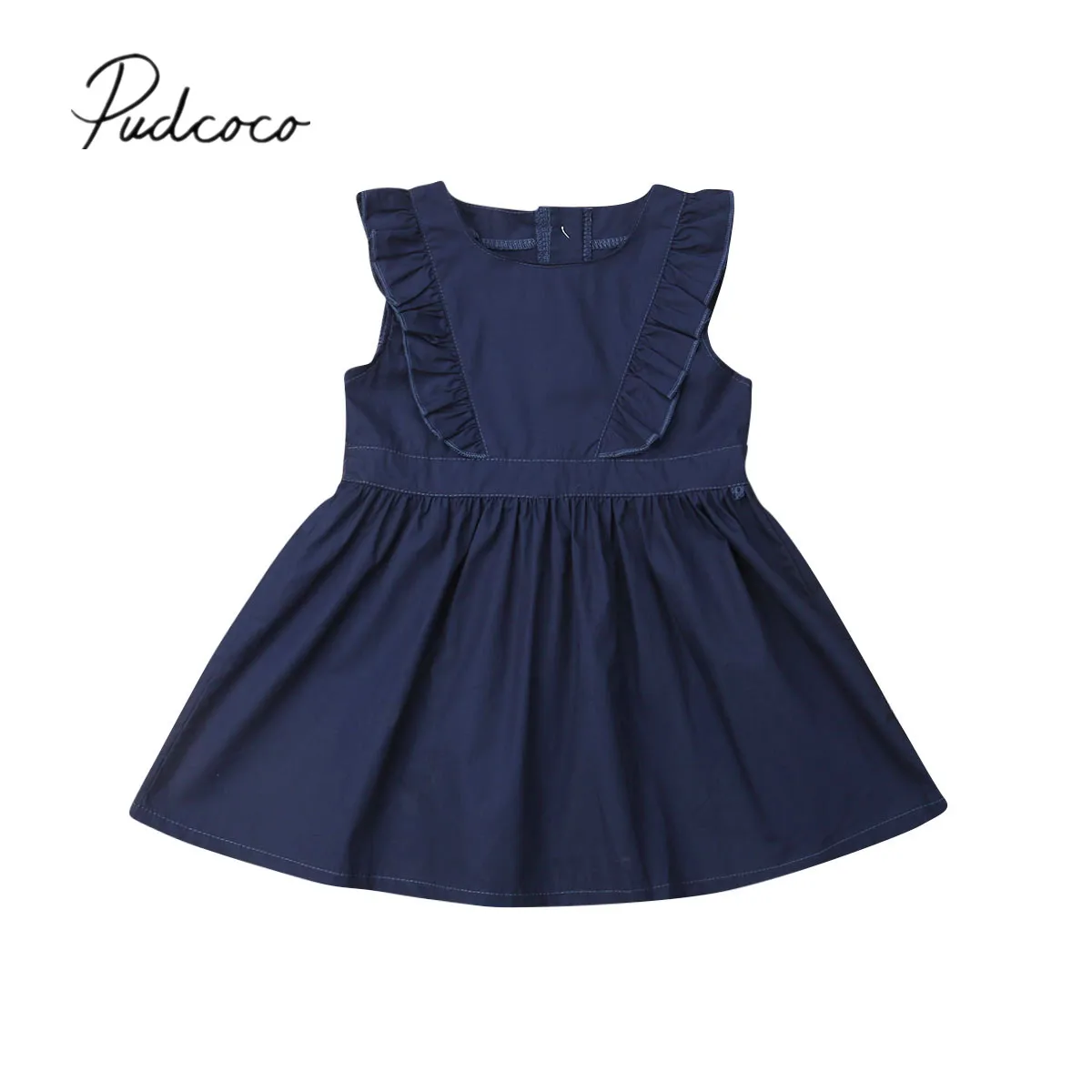 2019 Children Summer Clothing Toddler Kids Baby Girls Cotton Sundress Casual Sleeveless Ruffled Clothes Princess Solid Dress | Детская