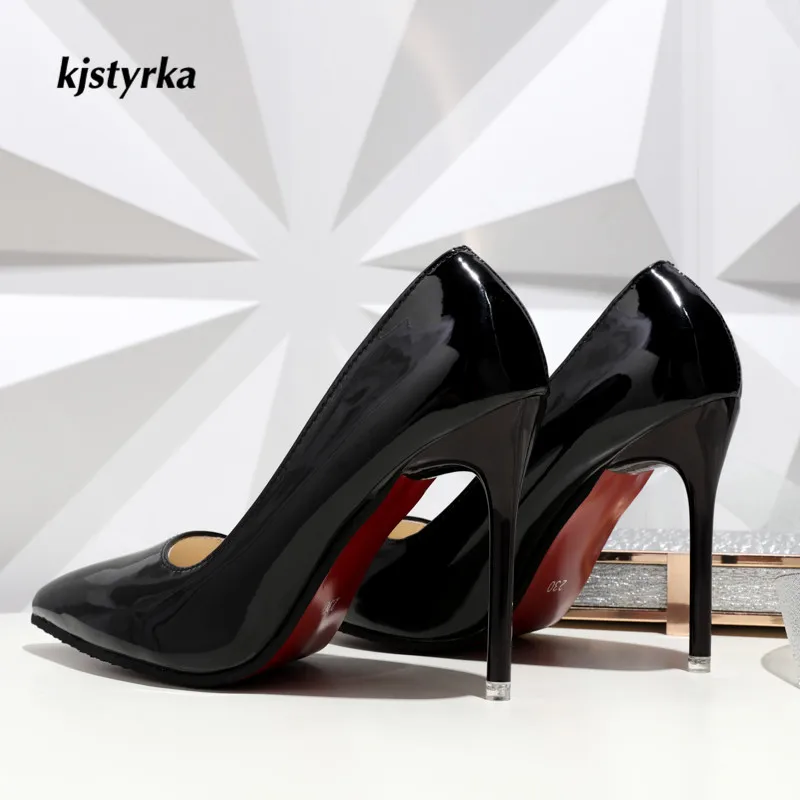 

kjstyrka 2018 brand spring autumn pointed toe women's Pumps fashion party super high heels 10cm red bottom pumps sapato feminino