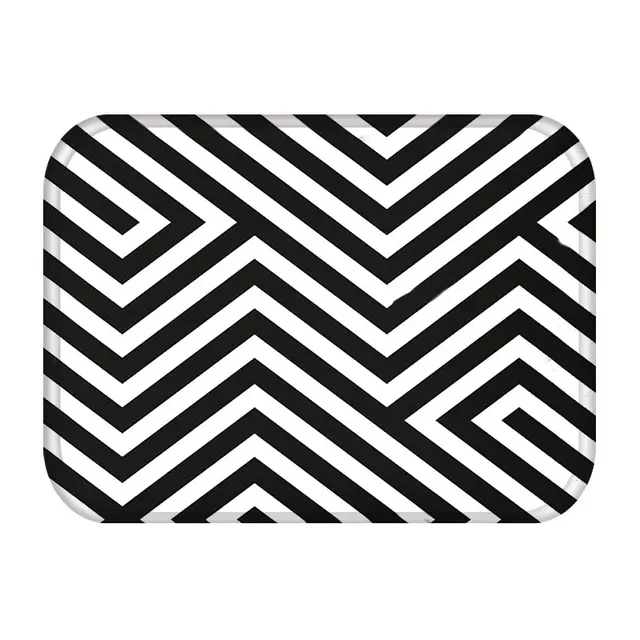 Doormat Kitchen Carpet Rubber Floor Mats Black White Geometric Nordic