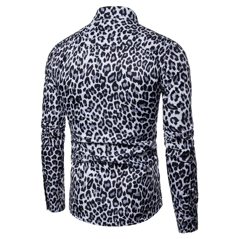 2018 Осенняя мода Leopard рубашки Для мужчин с длинными рукавами Черная пантера цифровая печать футболки Для мужчин плюс Размеры High Street Винтаж