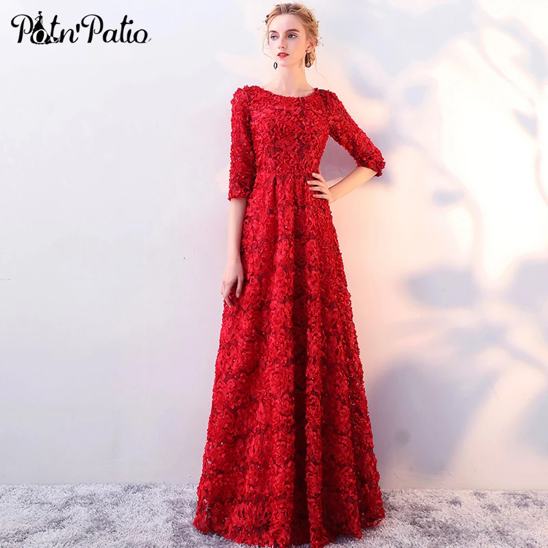 PotNPatio Red Evening Dresses Long 2018 New Arrival