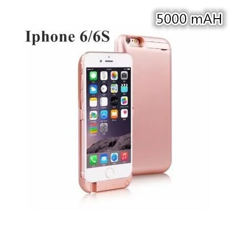 Беспроводное зарядное устройство на заднюю панель с зажимом для аккумулятора, чехол для телефона 5000 мАч для apple iPhone 5 5S 6 6s 7 6 plus 6G 7 plus 5G 7 plus i6 - Цвет: for i6 6s rose gold