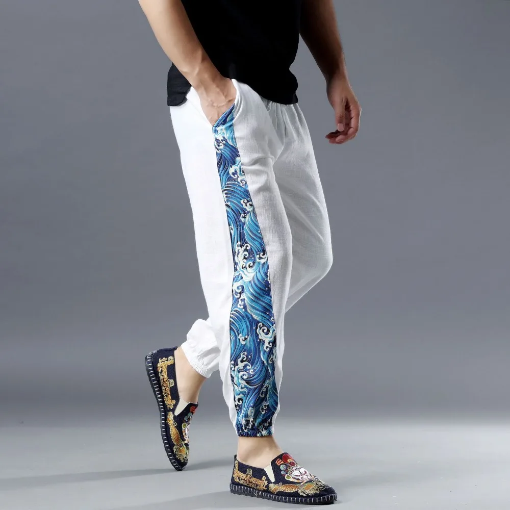 LZJN 2019 Summer Clothe Casual Harem Pants Men Fitness Trousers Male Chinese Traditional Patchwork Print Jogger Pants Harajuku (7)