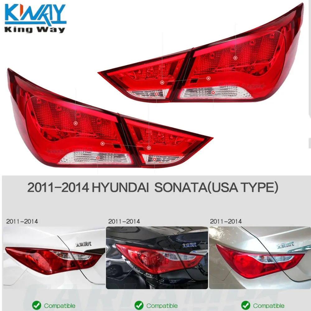 FREE SHIPPING King Way Rear Tail Lights Lamp Assembly For Hyundai Sonata 2011 2014 LED Lightsin