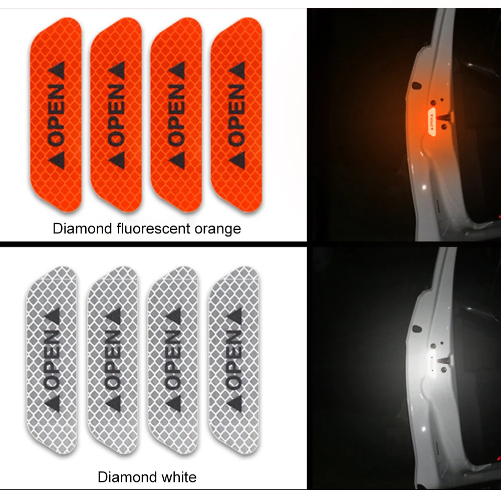 4 шт., автомобильная открытая светоотражающая лента, светоотражающие полосы, водонепроницаемые Предупреждение ющие наклейки, для ночного вождения, безопасное освещение, светящиеся ленты, горячая Распродажа