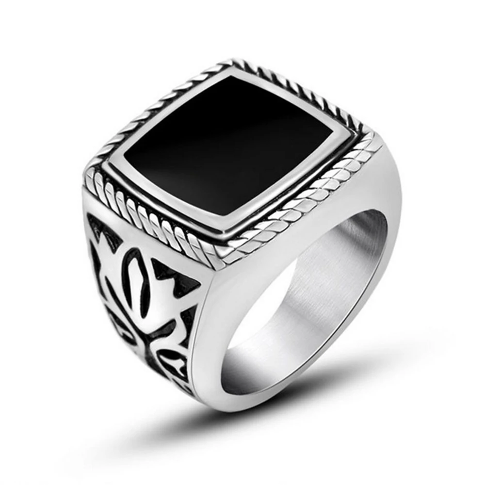 

R033 Vintage Glue Ring Emboss Patterned Titanium Steel Men Ring Biker Motor Pop Ring For Men Jewelry