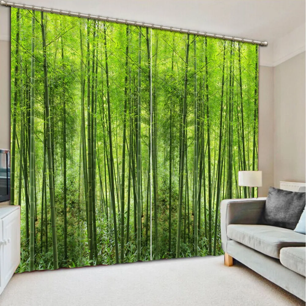 Classic Home Decor Photo Customize size green forest blackout curtains