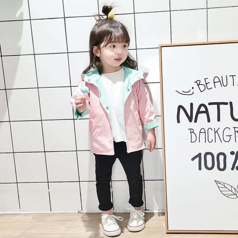 

Cute Kids Clothes Baby Girls Windbreaker Coat 2018 New Autumn Hooded Jackets for Girl Costume Cotton Children Clothing 7jk015