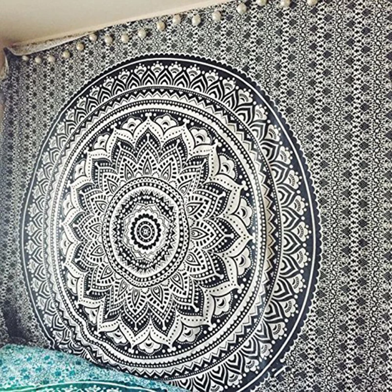 

Large Mandala Indian Tapestry Wall Hanging Bohemian Beach Mat Polyester Thin Blanket Yoga Shawl Mat 200x150cm Blanket