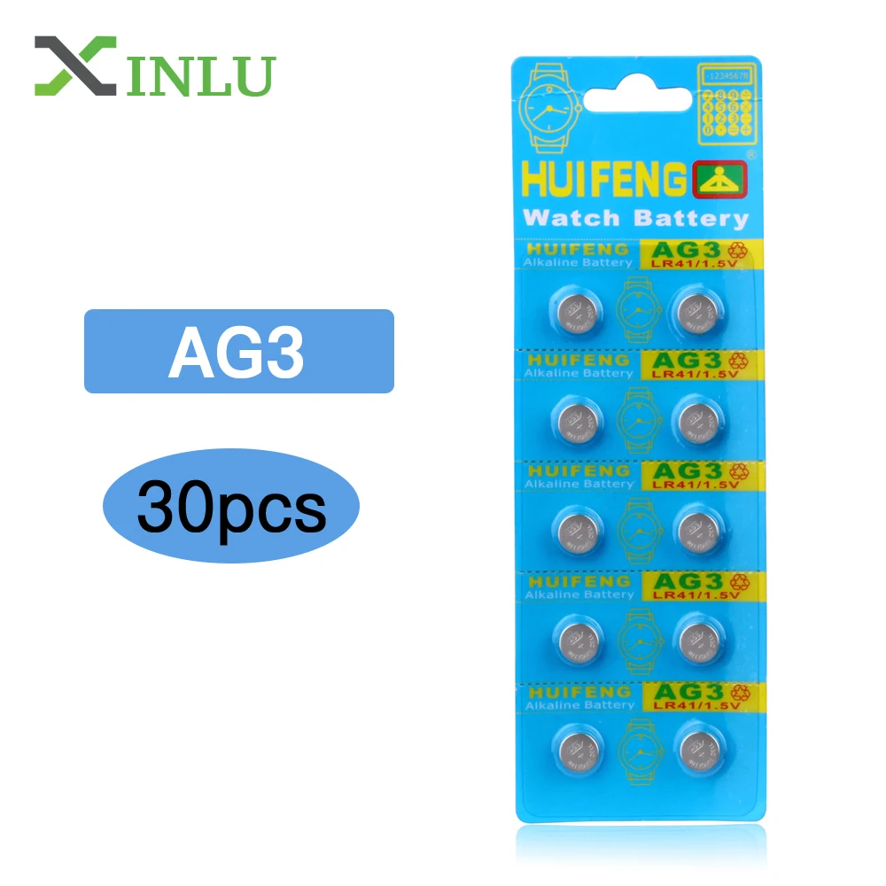 30pcs/lot AG3 LR41 SR41 392 196 Button Cell Coin Battery for watch