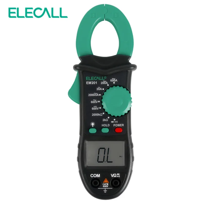

ELECALL EM201 2000 Count AC/DC Voltage AC Current Digital Clamp Meter With Resistance 28mm Jaw Capacity LED Display