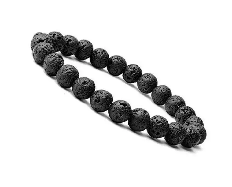 

8mm Black Lava Natural Stone Beads Bracelets For Women Vintage Design Volcanic Rock Stretch Strand Elastic Bracelet Men Jewelry