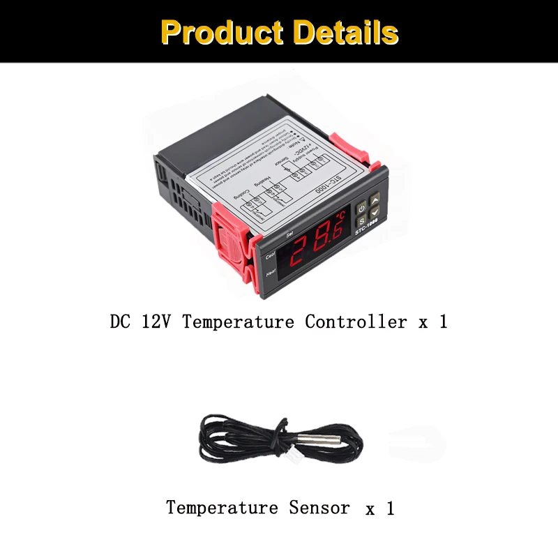 Digital Temperature Controller Thermostat for incubator Thermoregulator Two Relay Output 10A Heating Cooling STC-1000 STC-3008 - Цвет: STC-1000 12VDC